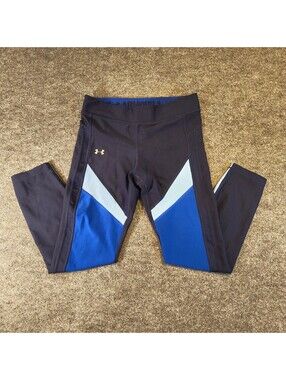 Under Armour Compression Leggings Women's Medium Blue Black Athletic Pants